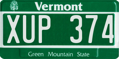VT license plate XUP374