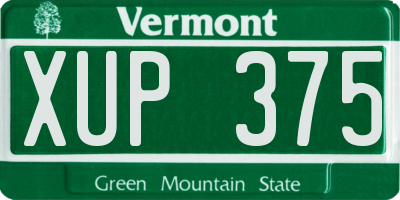 VT license plate XUP375