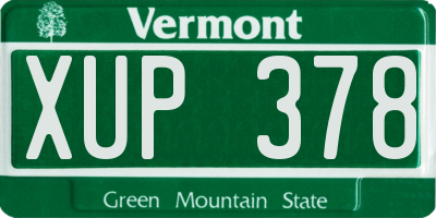 VT license plate XUP378