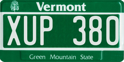 VT license plate XUP380
