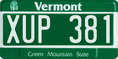 VT license plate XUP381