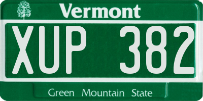 VT license plate XUP382