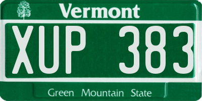 VT license plate XUP383