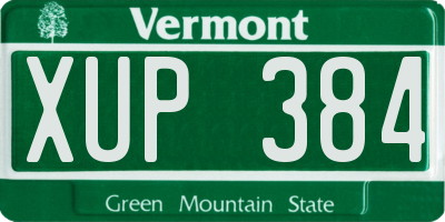 VT license plate XUP384