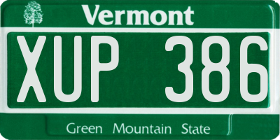 VT license plate XUP386