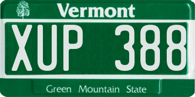 VT license plate XUP388