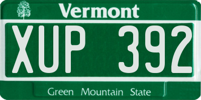 VT license plate XUP392