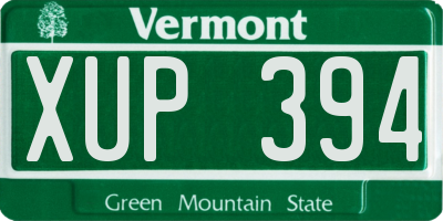VT license plate XUP394