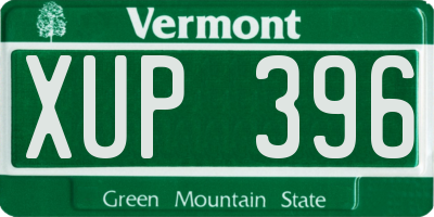 VT license plate XUP396