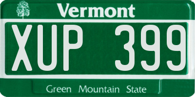 VT license plate XUP399
