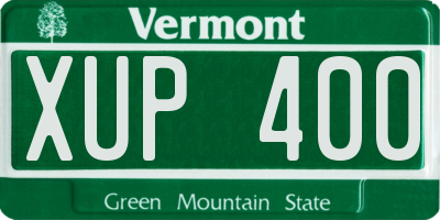 VT license plate XUP400