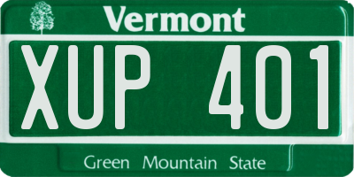 VT license plate XUP401