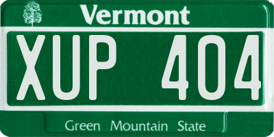 VT license plate XUP404