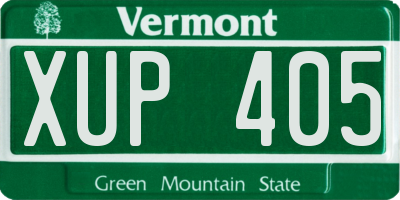 VT license plate XUP405