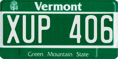 VT license plate XUP406