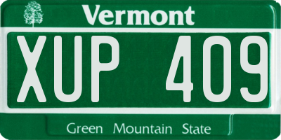VT license plate XUP409