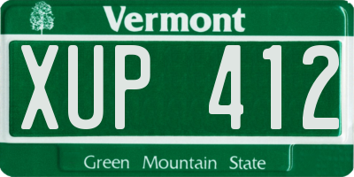 VT license plate XUP412