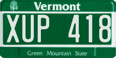 VT license plate XUP418