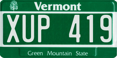 VT license plate XUP419