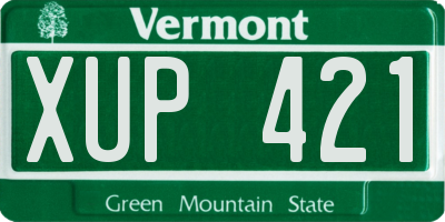 VT license plate XUP421