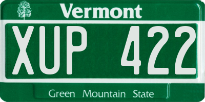 VT license plate XUP422