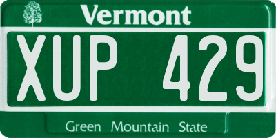 VT license plate XUP429