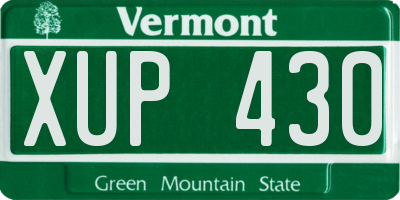 VT license plate XUP430