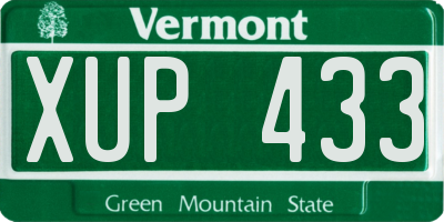 VT license plate XUP433