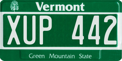 VT license plate XUP442