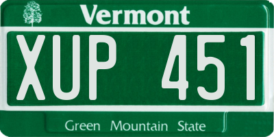 VT license plate XUP451