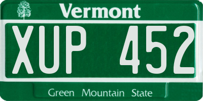 VT license plate XUP452
