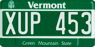 VT license plate XUP453