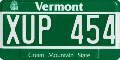 VT license plate XUP454