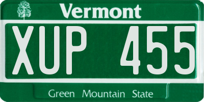 VT license plate XUP455