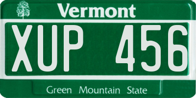 VT license plate XUP456