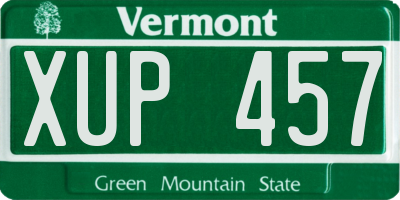 VT license plate XUP457