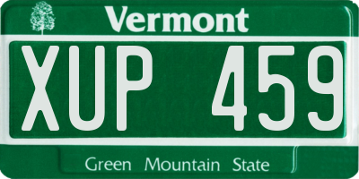 VT license plate XUP459