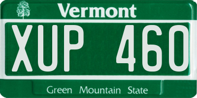 VT license plate XUP460