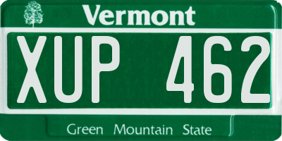 VT license plate XUP462