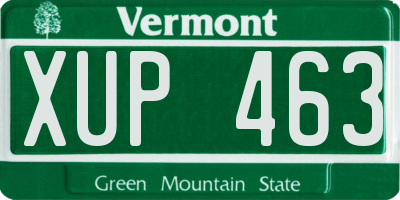 VT license plate XUP463