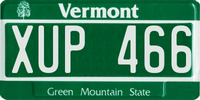 VT license plate XUP466