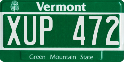 VT license plate XUP472
