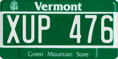 VT license plate XUP476