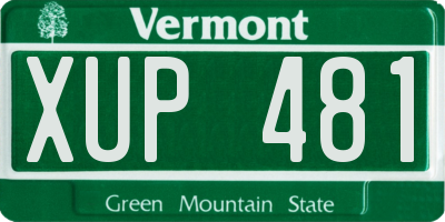 VT license plate XUP481