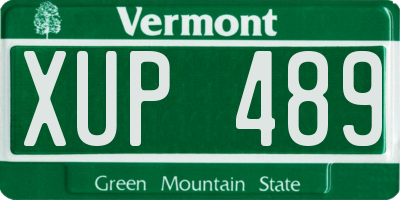 VT license plate XUP489