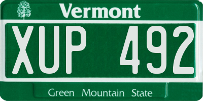 VT license plate XUP492