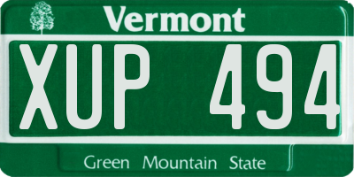 VT license plate XUP494