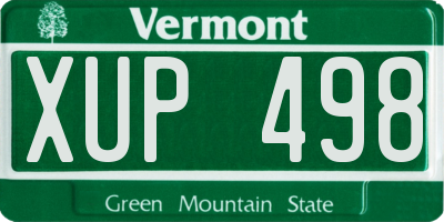 VT license plate XUP498