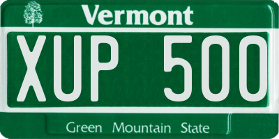 VT license plate XUP500