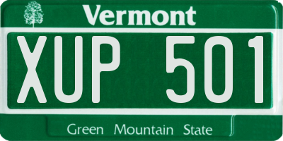VT license plate XUP501